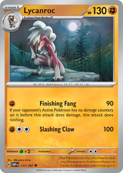 Lycanroc Uncommon card from Obsidian Flames
