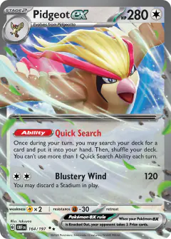 Pidgeot ex Double Rare card from Obsidian Flames