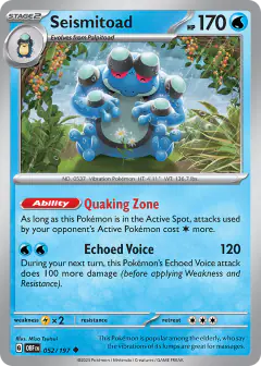 Seismitoad Uncommon card from Obsidian Flames