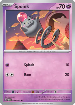 Spoink Common card from Obsidian Flames