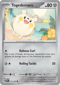 Togedemaru Common card from Obsidian Flames