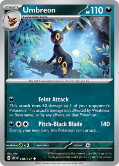 Umbreon Uncommon card from Obsidian Flames