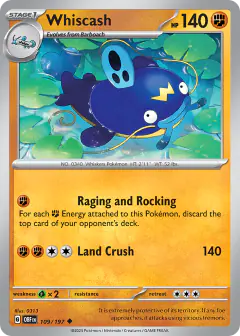 Whiscash Uncommon card from Obsidian Flames