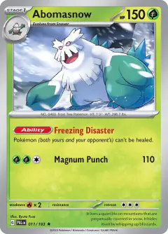 Abomasnow Rare card from Paldea Evolved