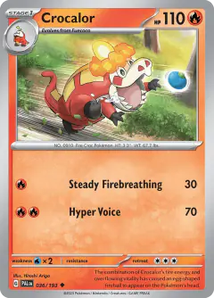 Crocalor Uncommon card from Paldea Evolved
