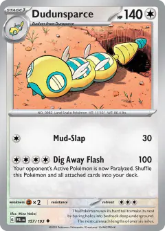 Dudunsparce Uncommon card from Paldea Evolved