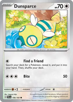 Dunsparce Common card from Paldea Evolved