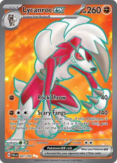 Lycanroc ex Ultra Rare card from Paldea Evolved