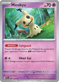 Mimikyu Rare card from Paldea Evolved