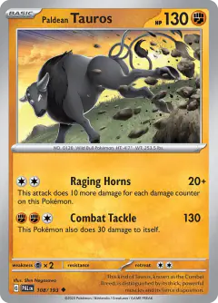 Paldean Tauros Uncommon card from Paldea Evolved