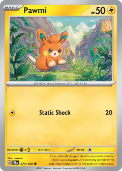 Pawmi Common card from Paldea Evolved