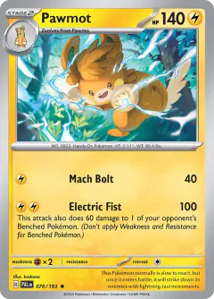 Pawmot Rare card from Paldea Evolved