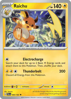 Raichu Uncommon card from Paldea Evolved