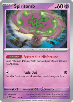 Spiritomb Rare card from Paldea Evolved