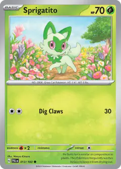 Sprigatito Common card from Paldea Evolved