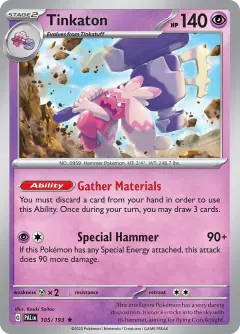 Tinkaton Rare card from Paldea Evolved