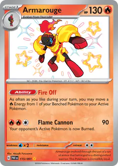 Armarouge Shiny Rare card from Paldean Fates