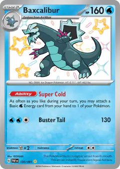 Baxcalibur Shiny Rare card from Paldean Fates