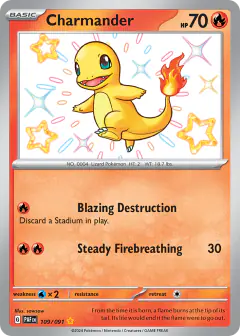 Charmander Shiny Rare card from Paldean Fates