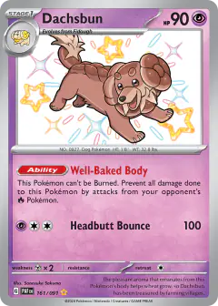 Dachsbun Shiny Rare card from Paldean Fates