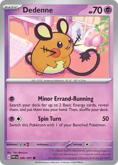 Dedenne Common card from Paldean Fates