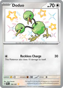 Doduo Shiny Rare card from Paldean Fates