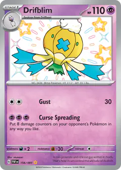 Drifblim Shiny Rare card from Paldean Fates