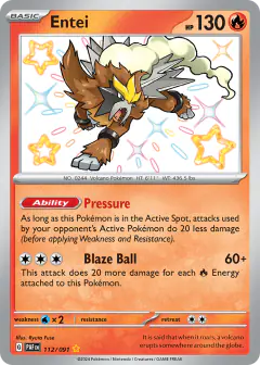 Entei Shiny Rare card from Paldean Fates