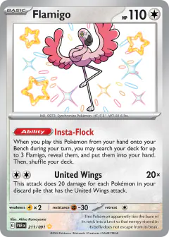 Flamigo Shiny Rare card from Paldean Fates