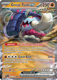 Great Tusk ex Double Rare card from Paldean Fates