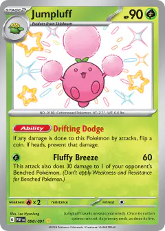 Jumpluff Shiny Rare card from Paldean Fates