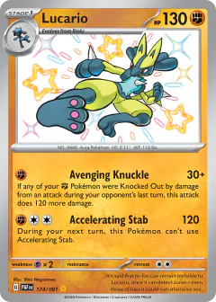 Lucario Shiny Rare card from Paldean Fates
