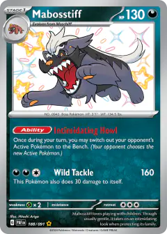 Mabosstiff Shiny Rare card from Paldean Fates