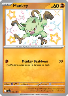 Mankey Shiny Rare card from Paldean Fates