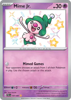 Mime Jr. Shiny Rare card from Paldean Fates