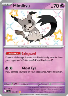 Mimikyu Shiny Rare card from Paldean Fates
