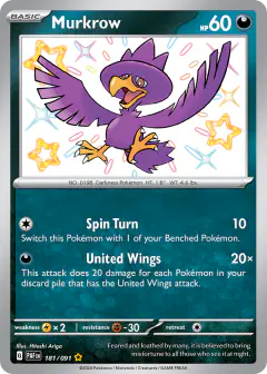 Murkrow Shiny Rare card from Paldean Fates
