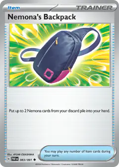 Nemona's Backpack Uncommon card from Paldean Fates