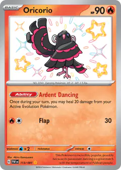 Oricorio Shiny Rare card from Paldean Fates