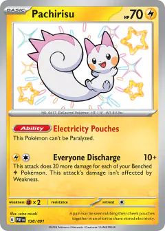 Pachirisu Shiny Rare card from Paldean Fates