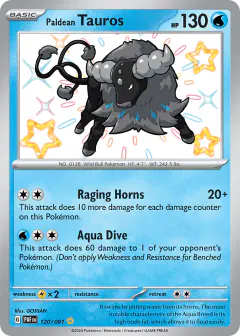 Paldean Tauros Shiny Rare card from Paldean Fates
