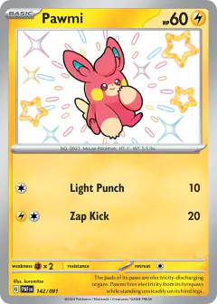 Pawmi Shiny Rare card from Paldean Fates