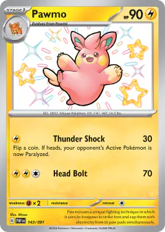 Pawmo Shiny Rare card from Paldean Fates