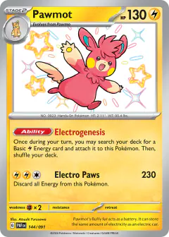 Pawmot Shiny Rare card from Paldean Fates