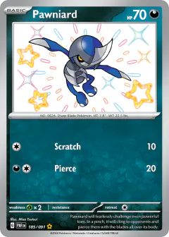 Pawniard Shiny Rare card from Paldean Fates