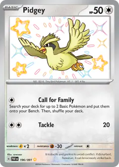 Pidgey Shiny Rare card from Paldean Fates