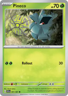 Pineco Common card from Paldean Fates