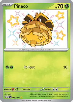 Pineco Shiny Rare card from Paldean Fates