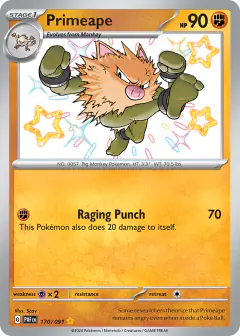 Primeape Shiny Rare card from Paldean Fates