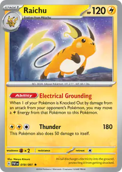 Raichu Rare card from Paldean Fates